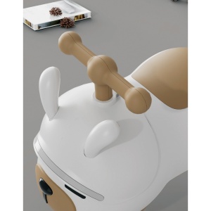 Masinuta Ride-On Flippy, Sistem Anti-Rasturnare, Sistem de Lumini si Sunet, Bluetooth, 1-3 Ani, Model Catel, 43 x 33 x 26 cm, Alb - Maro - Img 5