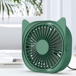 Mini ventilator pentru birou cu usb, Flippy, rotire 360 grade, 3 viteze, 13.5 x 12,8 cm, Verde - Img 2