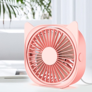 Mini ventilator pentru birou cu usb, Flippy, rotire 360 grade, 3 viteze, 13.5 x 12,8 cm, Roz - Img 2