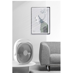 Mini ventilator pentru birou cu usb, Flippy, rotire 360 grade, 3 viteze, 1500 mA, 13.5 x 12,8, Alb - Img 2