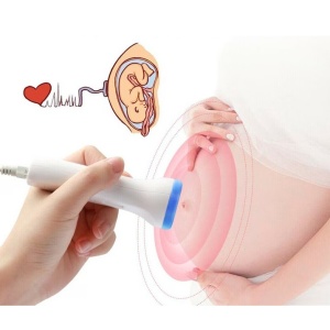 Monitor Fetal Doppler, Flippy, Monitorizare Sarcina, Ritm Cardiac, Ecran LCD 4.5 cm, 2 x Baterii AA (neincluse), Portabil, din ABS, 12.8 x 9.6 x 3 cm, Utilizare de la 9 Saptamani, Albastru - Img 3
