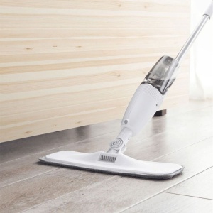 Mop plat, Flippy, cu pulverizator, pentru uz casnic, plastic, rezerva de mop din microfibra, 125x40 cm, Alb/Negru - Img 3