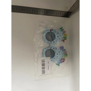 Ochelari Happy Birthday, Flippy, Tematica Aniversare, Protectie Soare, din Plastic, Model Prajiturele, 18.5x11.5 cm, Albastru - Img 2