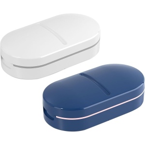 Organizator medicamente, Flippy, Dispozitiv Taiere/Sfaramare Pastile, Ideala pentru Calatorii, Portabila, Perie pentru Curatare, Compartiment depozitare, 8.5x4.5x2.5 cm, Alb - Img 6