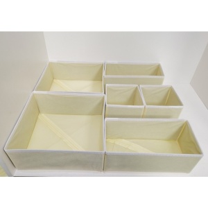 Organizator pentru Sertar, Flippy, 3 Marimi, pentru Lenjerie, Tricouri, Sosete, 6 Piese, Pliabil, Stivuibil, din Tesatura, Alb - Img 6