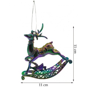 Ornament brad de Craciun, Iridescent, in forma de Ren, 11 cm x 11 cm, Plastic, Flippy - Img 6