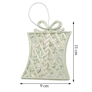 Ornament brad de Craciun, Perlat, in forma de Cadou, 9 cm x 11 cm, Plastic, Flippy - Img 6