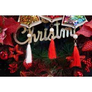 Ornament de brad clopotel cu paiete model 2, Flippy, multicolor, lemn, 36 cm - Img 12