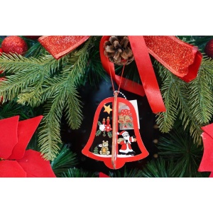 Ornament de brad clopotel, Flippy, multicolor, lemn, 10.5x9.5 cm - Img 3