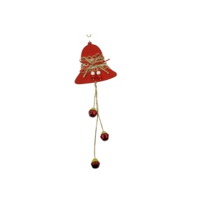 Ornament de brad clopotel, Flippy, rosu, lemn/textil, 36 cm - Img 1