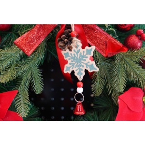 Ornament de brad fulg de nea, Flippy, multicolor, lemn, 18 cm - Img 3