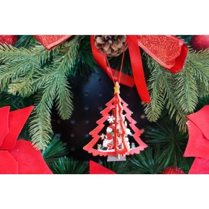 Ornament de brad mos craciuni in brad, Flippy, multicolor, lemn, 10.5x9.5 cm - Img 3