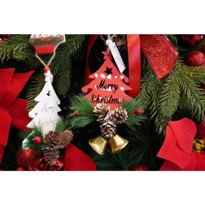Ornament de brad pom de craciun, Flippy, rosu, lemn, 17 cm - Img 3