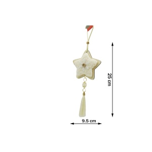Ornament de brad stea, Flippy, alb, lemn/textil, 25 cm - Img 5