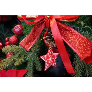 Ornament de brad stea, Flippy, rosu, lemn, 7.5 cm - Img 2