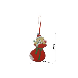 Ornament de brad ursulet, Flippy, rosu, lemn, 14 cm - Img 3