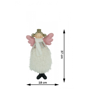 Ornament de Craciun ingeras, Flippy, alb, textil, 37 cm - Img 15