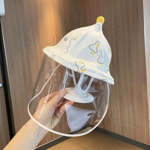 Palarie de Protectie pentru Bebelusi, Flippy, Model Ratuste, Pescareasca, de Primavara si Toamna, cu Masca si Fermoar, 42 cm, pentru 0-3 Luni, Alb - Img 4