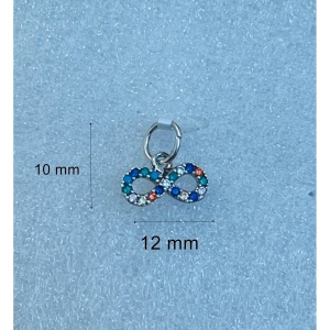 Pandantiv, Jolie Silver, Argint 925, Model Infinit cu Pietre, Model Random, Zirconii, 10 x 12 mm, 0.6 g - Img 2