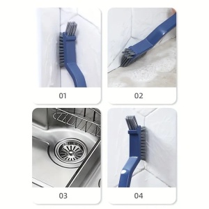 Perie 3in1 de Curatat Podele si Rosturi, Flippy, Lungime Maner 28 cm, Peri din PP, Otel si Plastic, Cleste pentru Scame si Par Inclus, Albastru - Img 9