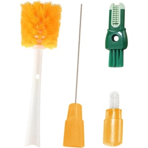 Perie 5 in 1 de Curatat Pahare, Cani, Sticle, Flippy, cu Maner Lung, Accesorii pentru Spalarea Paielor si Capacelor, Usor de Agatat, 36x7x7cm, Portocaliu-Alb - Img 14