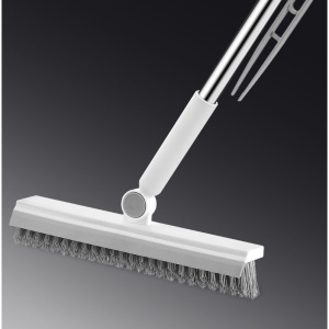 Perie de Curatare pentru Podele si Rosturi, Flippy, Lungime Maner 105 cm, Capat Pivotant 180 Grade, Peri din PP, Otel si Plastic, Cleste pentru Scame si Par Inclus, Alb - Img 2