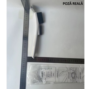 Perie de Sarma pentru Bucatarie, Flippy, din Doua Bucati, Maner Lung cu Gaura de Prindere, Peri din Otel, Anti-Reziduu, Anti-Murdarie, 24.5x2.7x6.7cm, Alb - Img 8