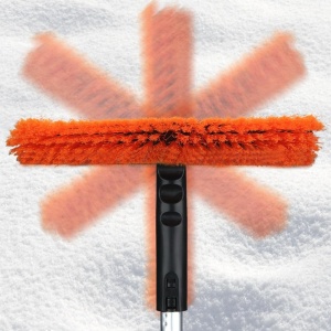 Perie de Zapada cu Racleta pentru Masina, Flippy, Multifunctionala, Rotativa, Demontabila, cu Maner Antiderapant, Telescopica, Aluminiu, Plastic, Fragmentarea Ghetii de pe Parbriz, Solutia pentru Iarna, pentru Dezghetare, Portocalie - Img 5