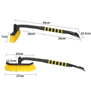 Perie de Zapada cu Racleta pentru Masina, Flippy, Multifunctionala, Rotativa, Demontabila, cu Maner Antiderapant, Aluminiu, Plastic, Fragmentarea Ghetii de pe Parbriz, Solutia pentru Iarna, pentru Dezghetare, 54x10.5x27 cm, Galbena - Img 2
