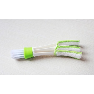 Perie Multifunctionala de Curatare, Flippy, pentru Ventilatie Auto, Doua Capete, Moale, Microfibra, Alb-Verde, 16.25cm - Img 3