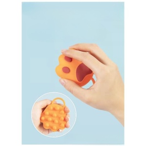 Perie pentru Masajul Scalpului, Perie pentru Sampon, Labuță de Pisică, Dimensiune 7x8 cm, Curatarea si Mentinerea Curata a Parului, Portocaliu - Img 2