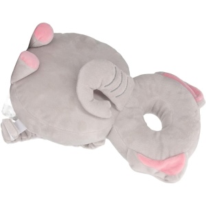 Perna tip Rucsac pentru Protectia Capului, Flippy, Tetiera tip Elefant de Plus, pentru Bebelusi, 33x6x19 cm, 180 g, Gri - Img 6