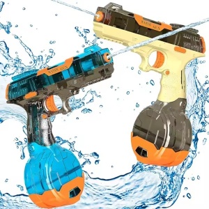 Pistol cu Apa Electric, Flippy, 2 Rezervoare 75/350 ml, din ABS+Silicon, Baterie, Incarcare USB, Conectare la Furtun, +6 Ani, Albastru - Img 8