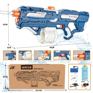 Pistol cu Apa pentru Copii, Rezervor 600ml, Flippy, 14ani+, cu baterie 1500mAh, Electric Burst, Albastru/Alb, 1000ML - Img 3
