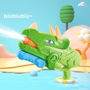 Pistol cu Apa pentru Copii, Rezervor, Pentru Piscina/Plaja, Flippy, 6ani+, Triceratops, 3 duze, Verde, 1330ML - Img 7