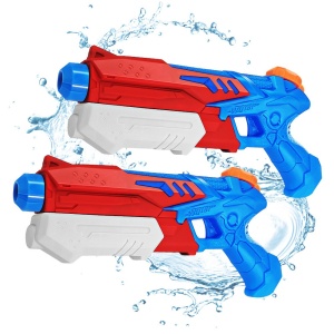Pistol cu Apa pentru Copii, Rezervor, Pentru Piscina/Plaja, Flippy, 6ani+, Albastru deschis/Rosu, 300ML - Img 2