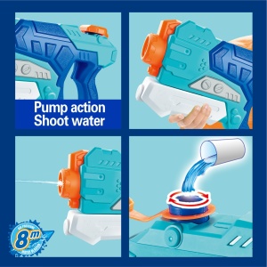 Pistol cu Apa pentru Copii, Rezervor, Pentru Piscina/Plaja, Flippy, 6ani+, Albastru, 500ML - Img 8
