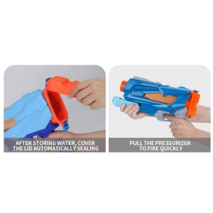 Pistol cu Apa pentru Copii, Rezervor, Pentru Piscina/Plaja, Flippy, 6ani+, Quick Fill, Albastru, 600ML - Img 5