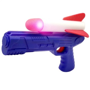 Pistol de Jucarie, Flippy, cu Lansator de Racheta, din Polistiren/Plastic, Lumina LED, +3 Ani, Albastru/Rosu - Img 5