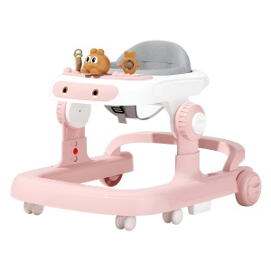 Premergator Multifunctional cu Roti Flippy, Model Iepuras, Inaltime Ajustabila, Tavita, Muzica, Lumini, 66x59x41 cm, Roz - Img 1