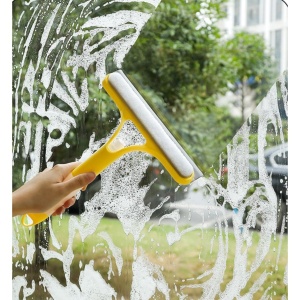 Racleta de Curatare 3 in 1, Flippy, Multifunctional, Pentru Casa si Masina, Pulverizator de Spray, Racleta din Silicon si Burete, 21.5 x 25.7 cm, Galben - Img 5
