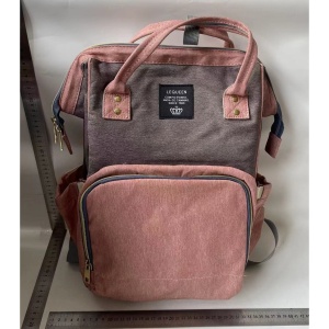 Rucsac Multifunctional pentru Mamici, Flippy, din Panza Oxford, Compartimentare Multipla, Impermeabil, 43 x 18 x 26 cm, Roz/Gri - Img 2