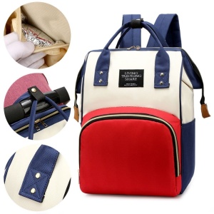 Rucsac Multifunctional pentru Mamici, Flippy, din Panza Oxford, Compartimentare Multipla, Impermeabil, 43 x 18 x 26 cm, Alb/Rosu/Albastru - Img 8