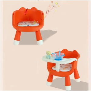 Scaun de Masa pentru Copii, Flippy, 2 in 1, Tavita Detasabila, Spatar Ergonomic, +6 Luni, Inaltime 36 cm, Portocaliu - Img 6