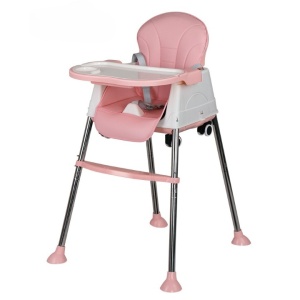 Scaun de Masa Pliabil 3in1, Flippy, Reglabil, Multifunctional, 3 Pozitii, Masuta si Husa Detasabile, Roti, Centura de Siguranta, Ajustare Inaltime, Roz - Img 3