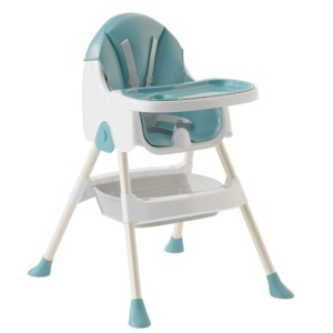 Scaun de Masa Pliabil 3in1, Flippy, Reglabil, Multifunctional, 3 Pozitii, Masuta si Husa Detasabile, Centura de Siguranta, Albastru - Img 1