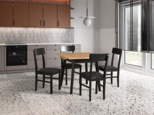 Scaun living/bucatarie Leonix 1, negru, 40x43x90 cm, UnicSpot - Img 2