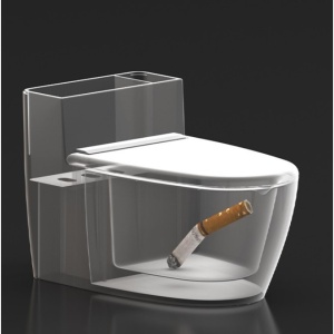 Scrumiera creativa Flippy, Forma de Toaleta, Capac Alb , Material ABS si Otel Inoxidabil, 12.5 x 10 x 8 cm, Fixare prin Lipire sau De Sine Statator, pentru Baie, Camera, Bucatarie, Balcon, Alb, model 2 - Img 6