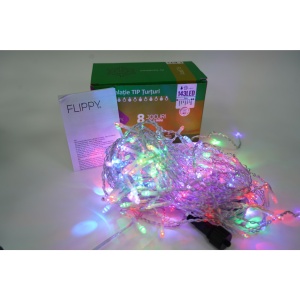 Sectiune Instalatie de Craciun Flippy® Tip Turturi, Flash 5 m, 143 LED-uri, Interconectabila, Fir Transparent, RB-RG, Atentie! nu contine alimentator - Img 1