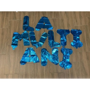 Set 10 Baloane din Folie Metalizata, Flippy, Figurine Litere, Model La multi ani, Tema Aniversare, 40 cm, Ambalaj Individual, Pai Inclus, Umflare cu Aer sau Heliu, Albastru - Img 4